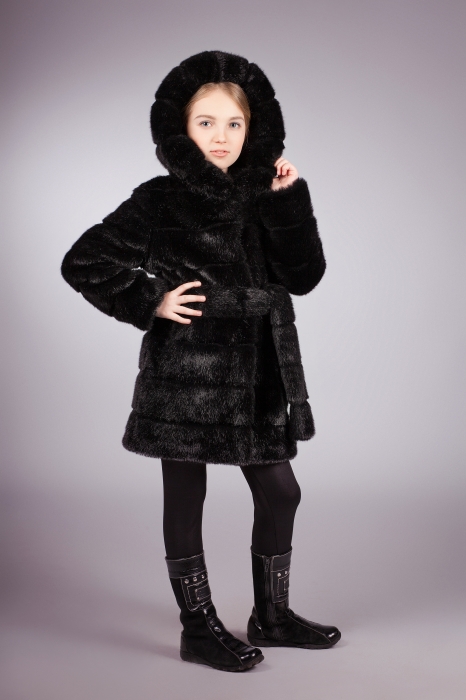 Photo #4 - Kids coat mink black striped