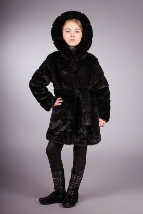 Photo #5 - Kids coat mink black striped