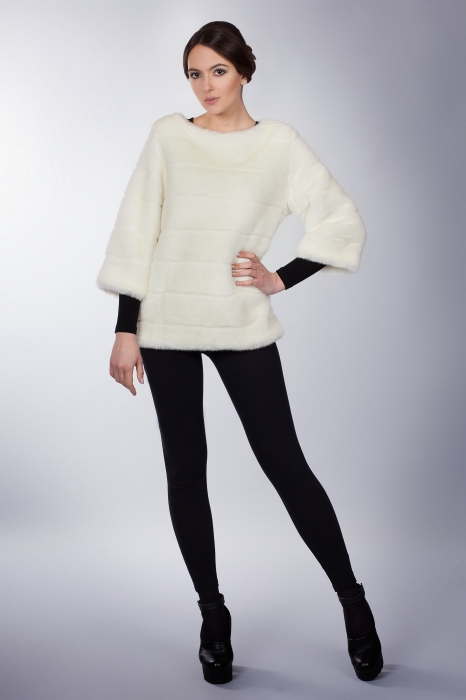 Photo #1 - Sweater mink white striped