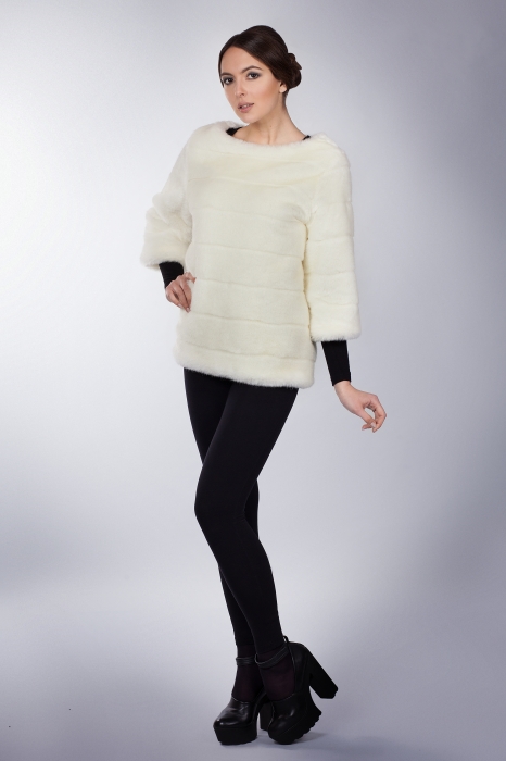 Photo #2 - Sweater mink white striped