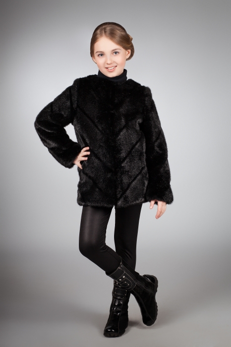 Photo #1 - Kids jacket mink black striped slanted