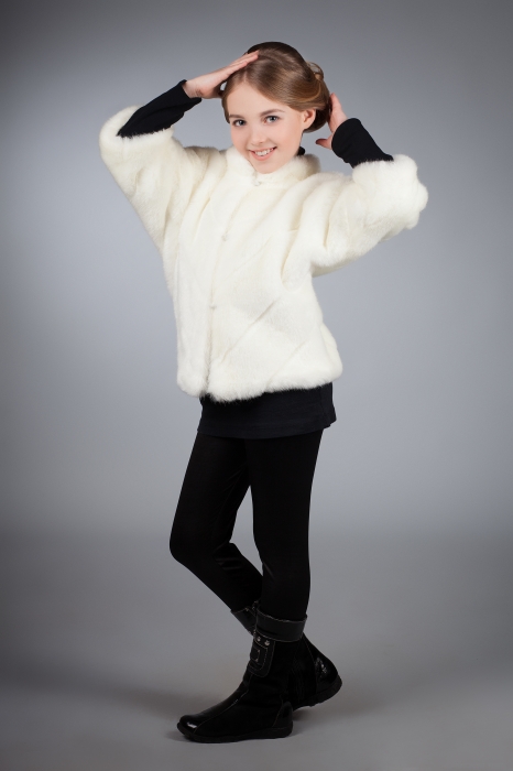 Photo #1 - Kids jacket mink white striped slanted