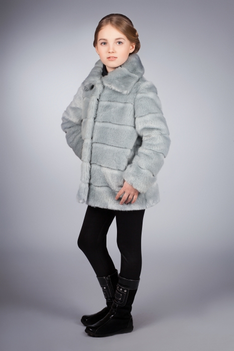 Photo #2 - Kids coat mink blue striped