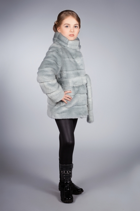 Photo #4 - Kids coat mink blue striped