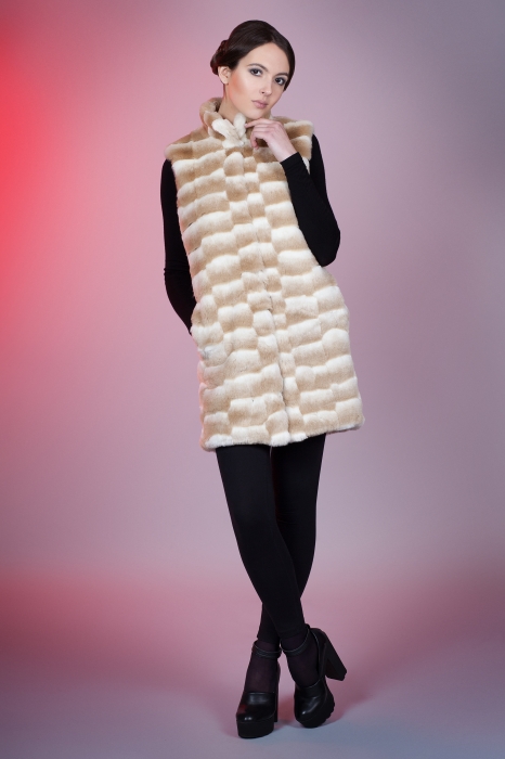 Photo #6 - Vest chinchilla beige chess