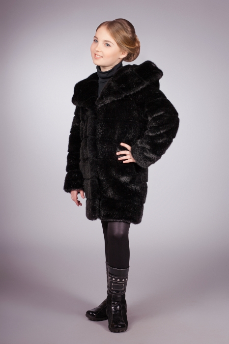 Photo #2 - Kids coat mink black striped
