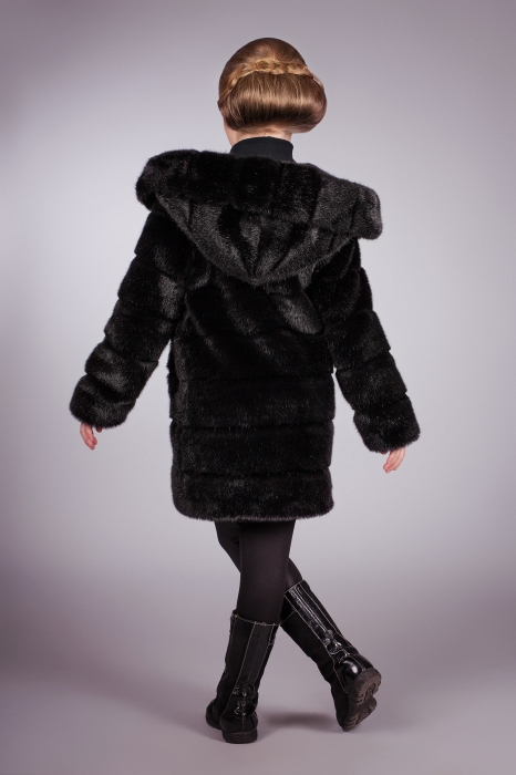 Photo #3 - Kids coat mink black striped