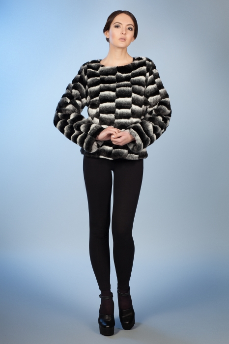 Photo #5 - Sweater chinchilla black chess