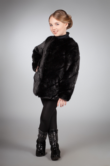 Photo #2 - Kids jacket mink black striped slanted