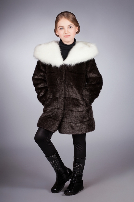 Photo #1 - Kids coat mink brown striped