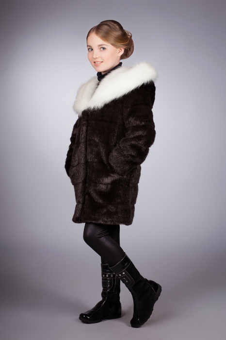 Photo #2 - Kids coat mink brown striped