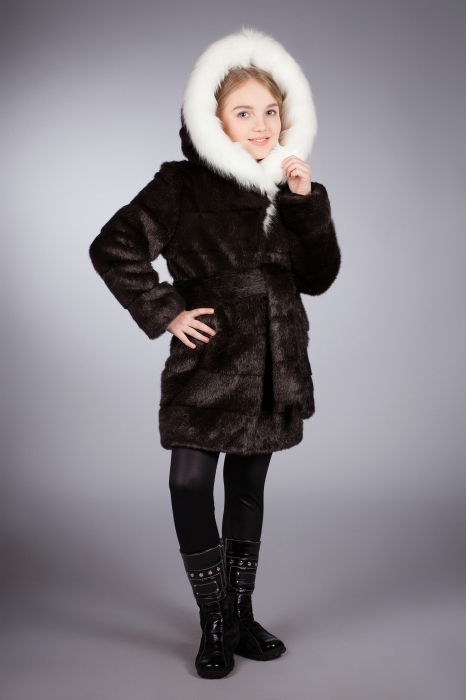 Photo #4 - Kids coat mink brown striped