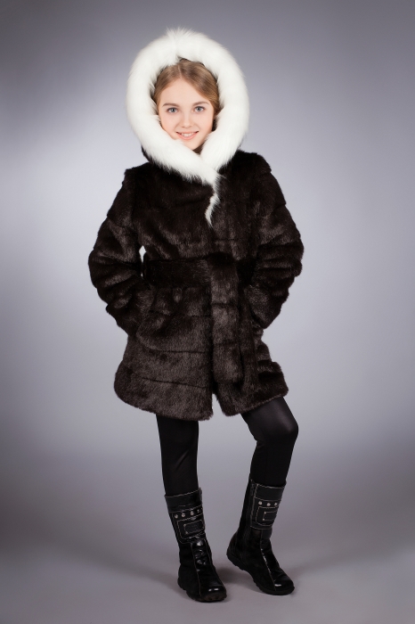 Photo #5 - Kids coat mink brown striped