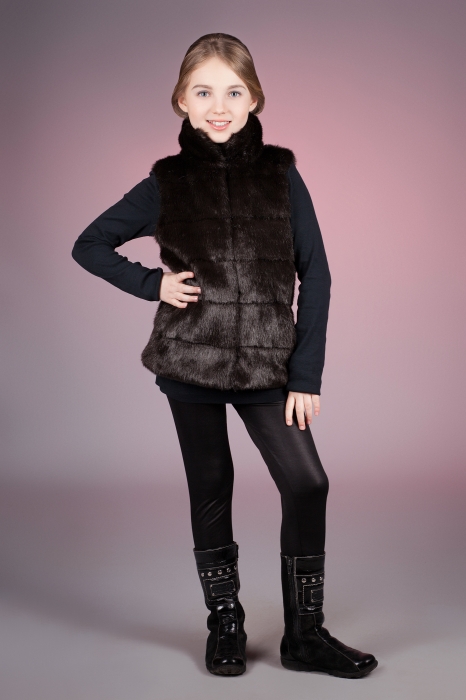 Photo #1 - Kids vest mink brown striped