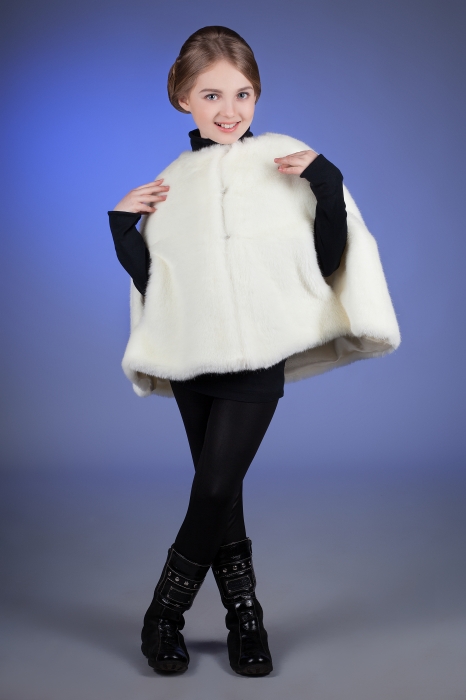 Photo #1 - Kids cape-coat mink white