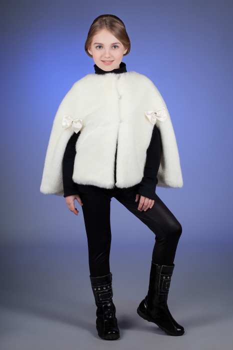 Photo #5 - Kids cape-coat mink white