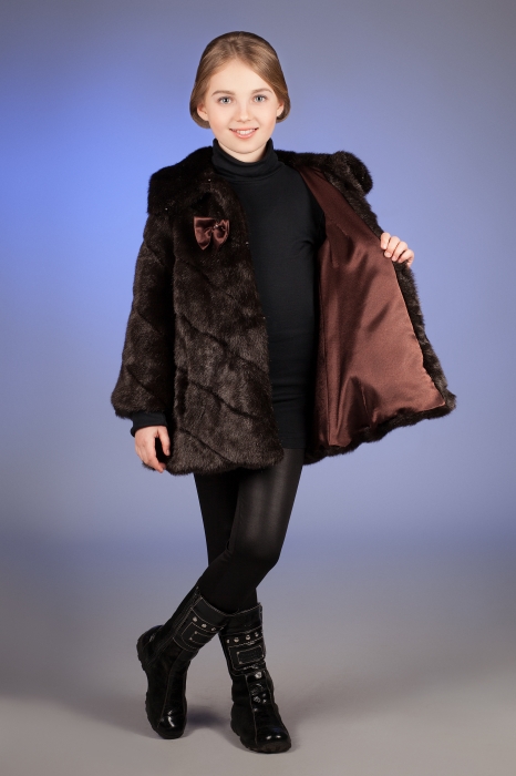 Photo #6 - Kids jacket mink brown striped slanted