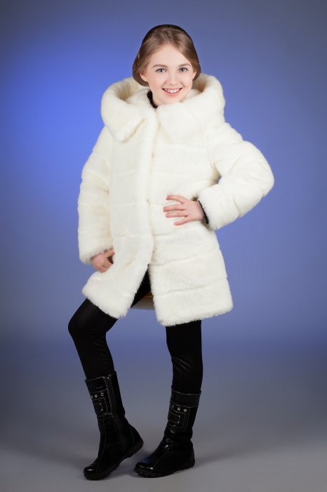 Photo #2 - Kids coat mink white striped