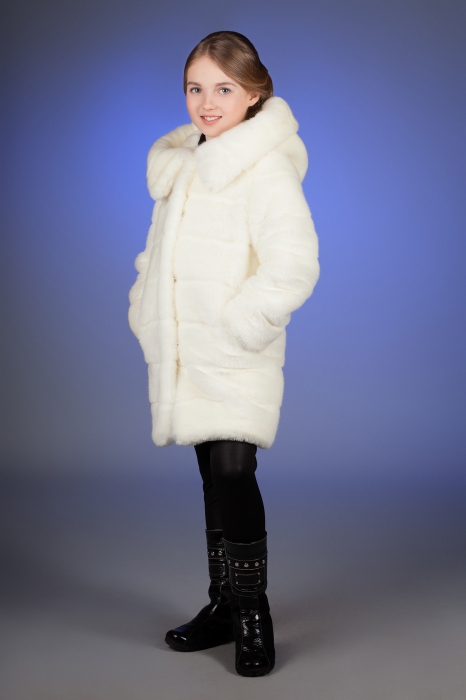 Photo #3 - Kids coat mink white striped