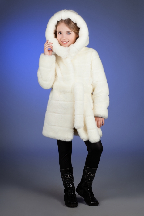 Photo #5 - Kids coat mink white striped
